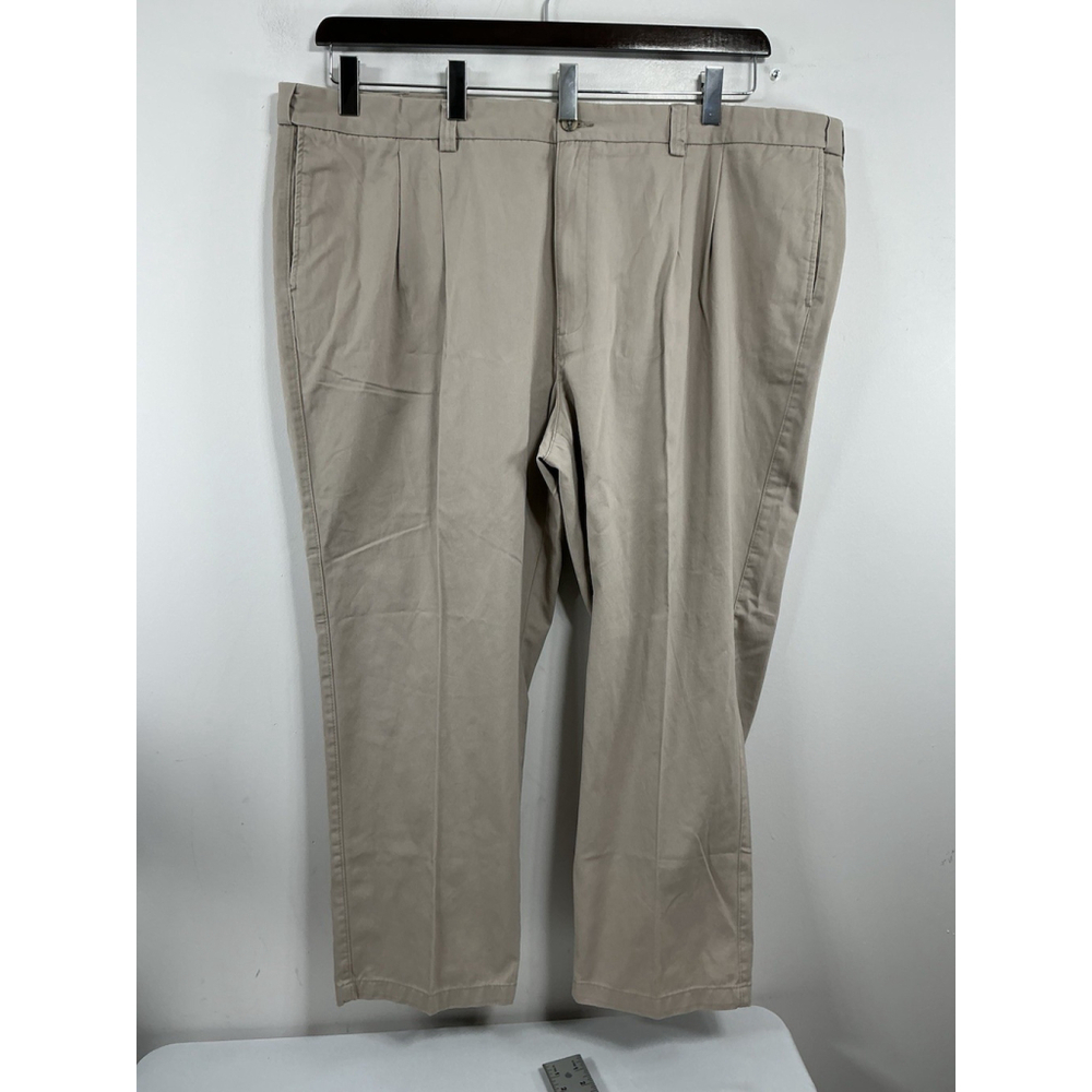 Mens NWT Harbor Bay By DXL Career Pants 52x30 Beige Expandable Waist Front Pleat